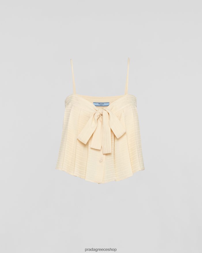 Prada αλμπίνο λευκό ενδύματα γυναίκες τοπ κρεπ ντε σιν ζακάρ JR6RB61