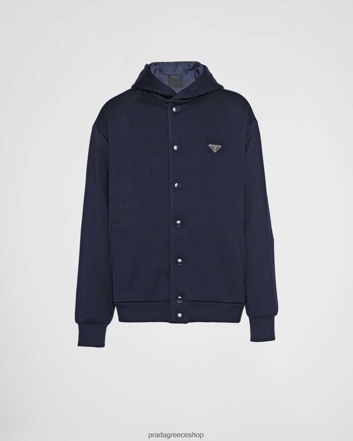 Prada μπλε ενδύματα άνδρες τεχνική βαμβακερή κουκούλα JR6RB61947