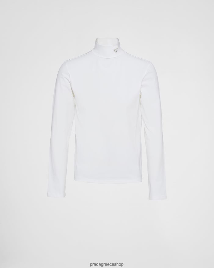 Prada άσπρο ενδύματα άνδρες τέντωμα βαμβακερό ζιβάγκο JR6RB61944